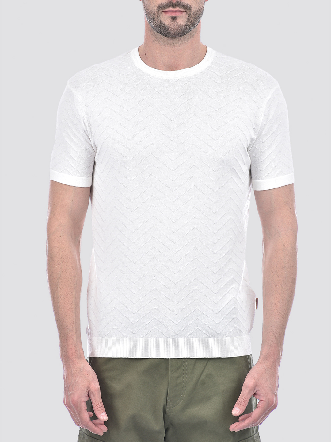 Numero Uno Men Textured White T-Shirt
